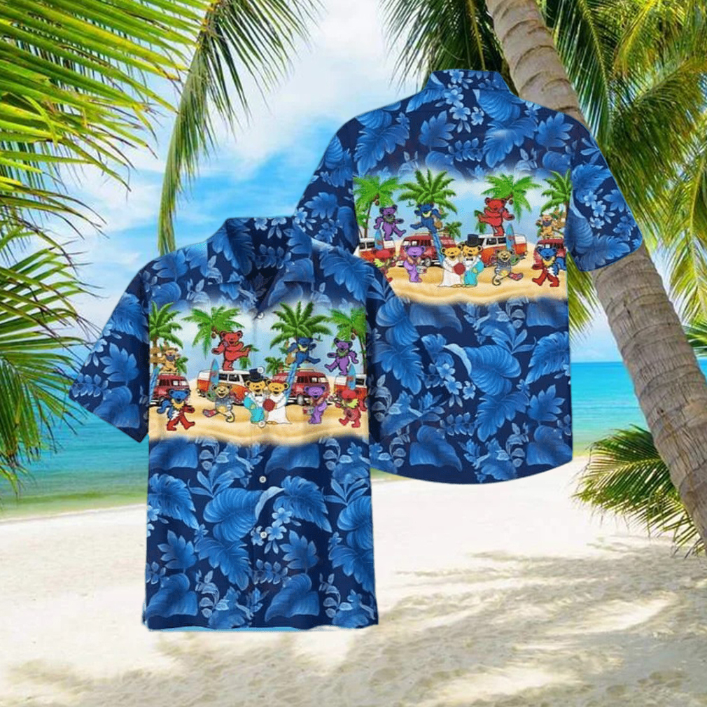 Grateful Dead Aloha Dancing Bear Pattern Grateful Dead Hawaiian T-shirt