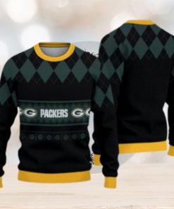 Green Bay Packers Christmas Caro Pattern Knitted Ugly Christmas Sweater AOP Gift For Men And Women