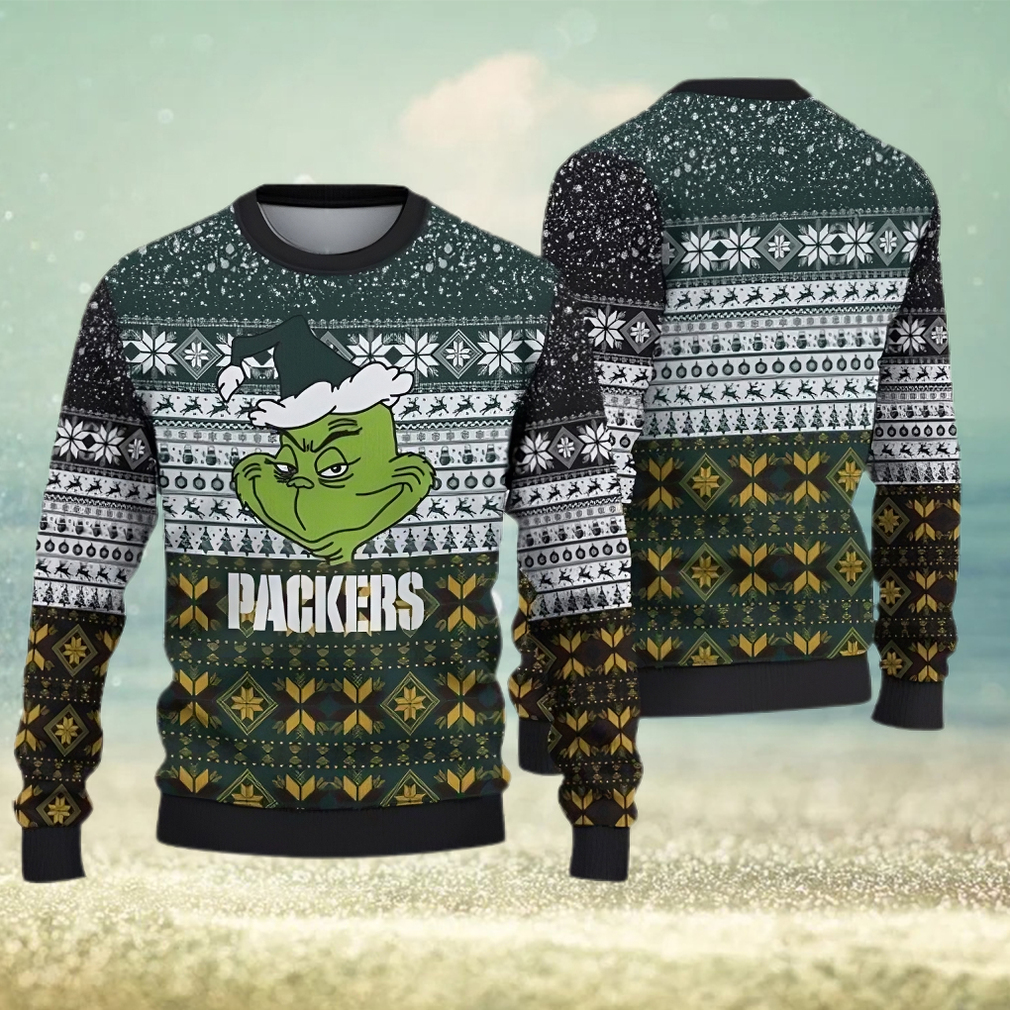 Green Bay Packers Christmas Grinch Ugly Sweater For Men Women - Limotees