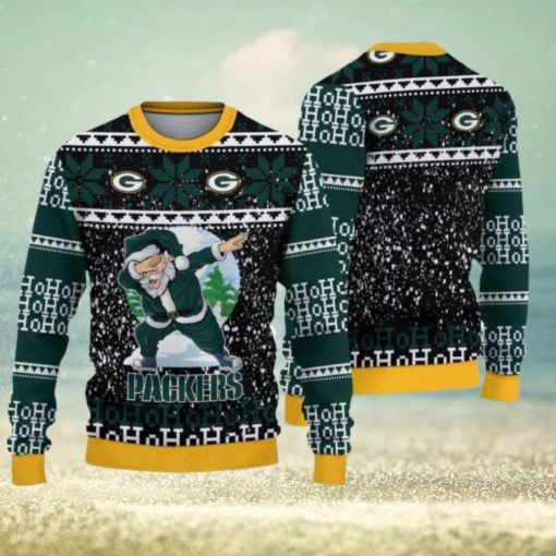 Green Bay Packers Dabbing Santa Ugly Christmas Sweater 3D Gift For Fans