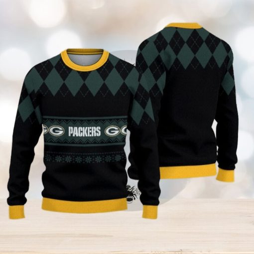 Green Bay Packers Diamond Pattern Ugly Christmas Sweater 3D Gift For Fans