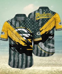 Green Bay Packers Nfl Football Hawaiian Shirt Short American Flag Print This Summer Gift For Fans