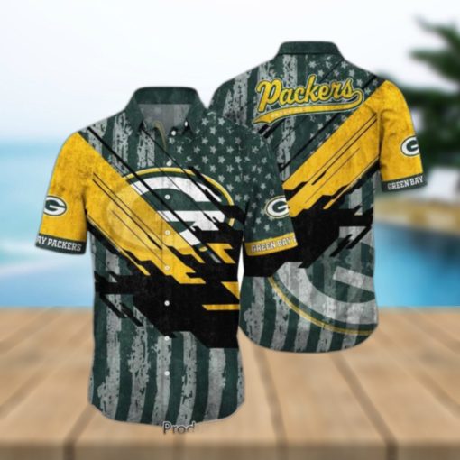 Green Bay Packers Nfl Football Hawaiian Shirt Short American Flag Print This Summer Gift For Fans