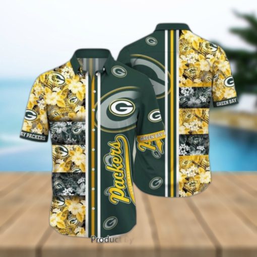 Green Bay Packers Nfl Graphic Tropical Pattern Hawaiian Shirt 3D Printed Beach Shirt Summer Gift For Fans