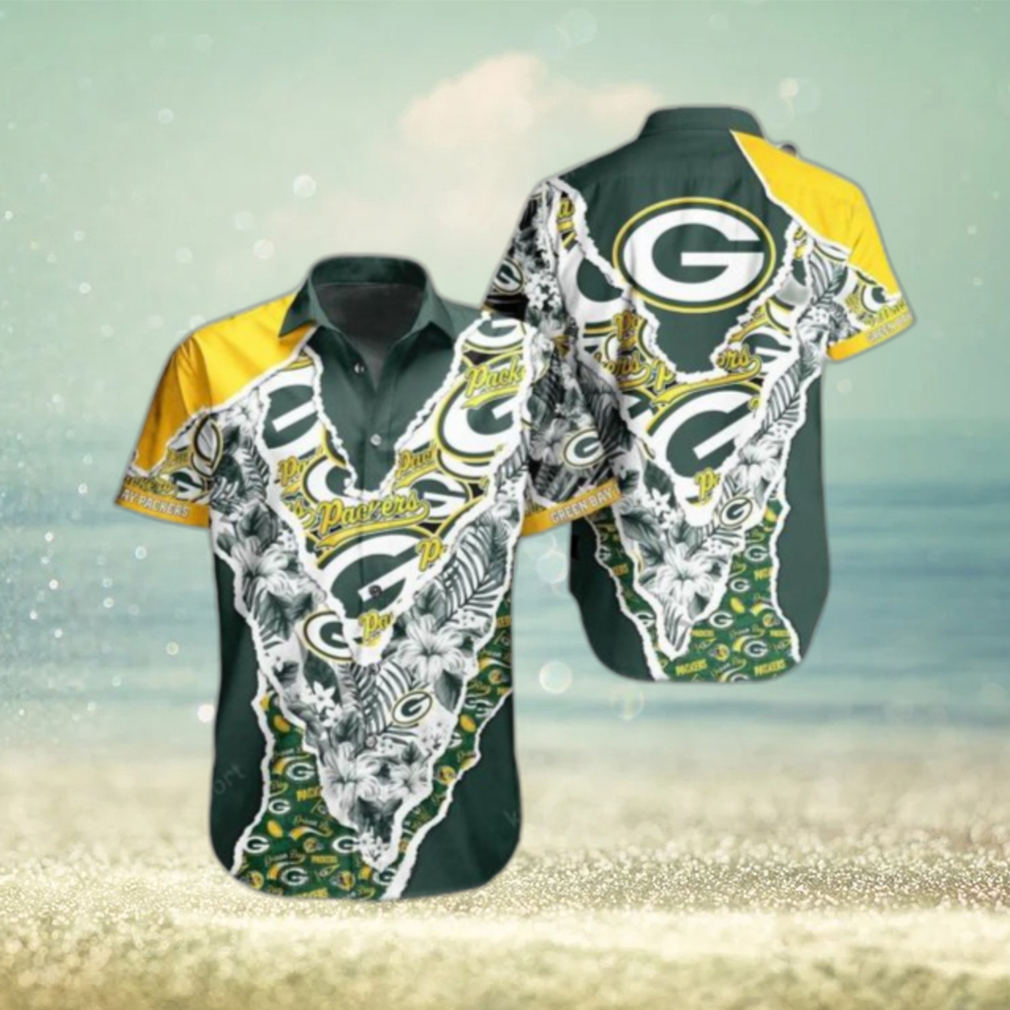 Green Bay Packers Floral Button Up Shirt