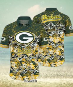 Green Bay Packers Nfl Hawaiian Shirt Graphic Tropical Pattern 3D Printed Beach Shirt Summer Gift For Fan