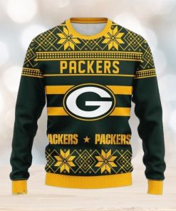 Green Bay Packers Snowflake Christmas Pullover Ugly Christmas Sweater 3D Gift For Fans