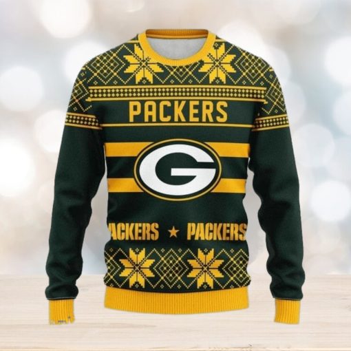 Green Bay Packers Snowflake Christmas Pullover Ugly Christmas Sweater 3D Gift For Fans