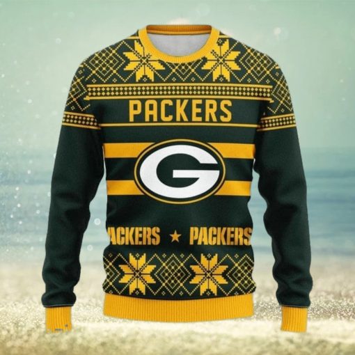 Green Bay Packers Snowflake Christmas Pullover Ugly Christmas Sweater 3D Gift For Fans