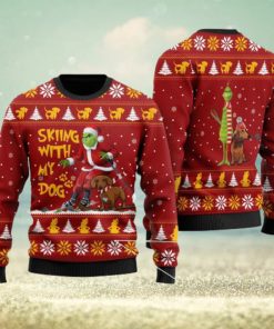 Grinch And Dachshund Skiing With My Dog For Dachshund Lovers Ugly Sweater 3D At Christmas