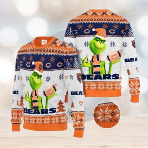 Grinch Chicago Bears 3D Ugly Christmas Sweater