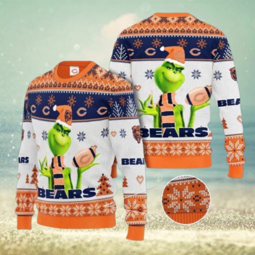 Grinch Chicago Bears 3D Ugly Christmas Sweater