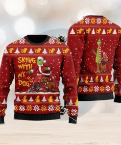 Grinch Dachshund Dog Grinch And Dachshund Skiing With My Dog Christmas Ugly Sweater 3D Gift For Men And Women