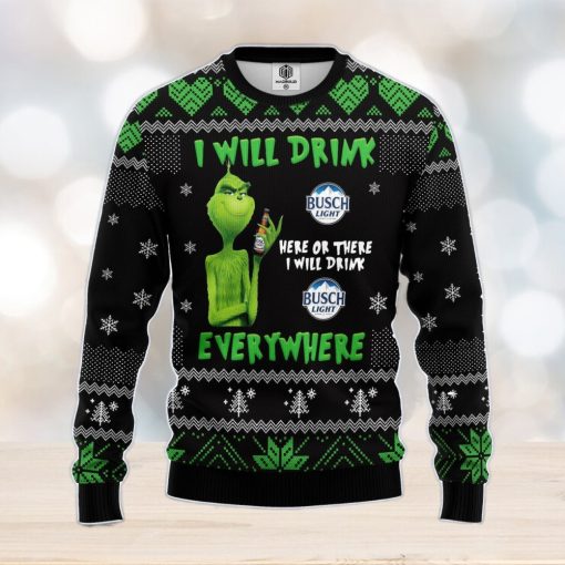 Grinch Drunk Busch Beer Ugly Christmas Sweater Amazing Gift Men And Women Christmas Gift