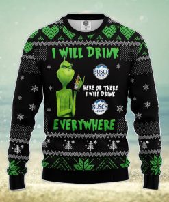 Grinch Drunk Busch Beer Ugly Christmas Sweater Amazing Gift Men And Women Christmas Gift