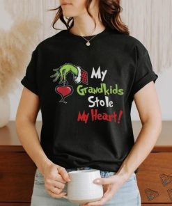 Grinch Hoodie Tshirt Sweatshirt All Over Printed Personalized Green Monster Kids On Sleeves Shirts My Grandkids Stole My Heart Christmas shirt