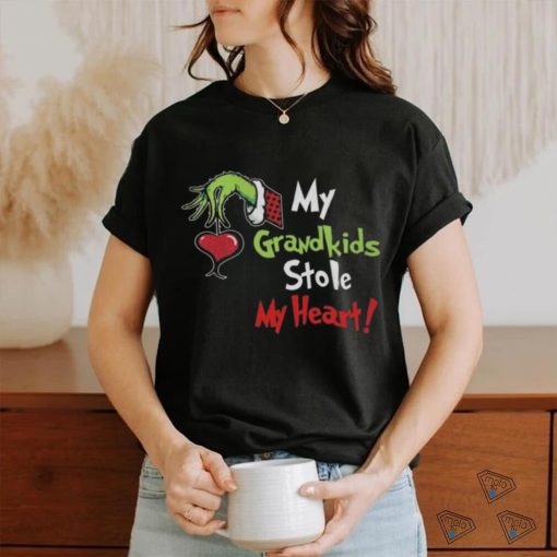 Grinch Hoodie Tshirt Sweatshirt All Over Printed Personalized Green Monster Kids On Sleeves Shirts My Grandkids Stole My Heart Christmas shirt