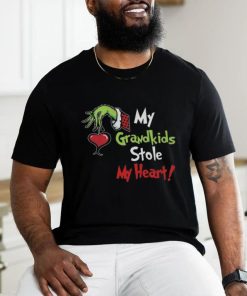 Grinch Hoodie Tshirt Sweatshirt All Over Printed Personalized Green Monster Kids On Sleeves Shirts My Grandkids Stole My Heart Christmas shirt