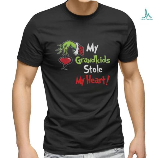 Grinch Hoodie Tshirt Sweatshirt All Over Printed Personalized Green Monster Kids On Sleeves Shirts My Grandkids Stole My Heart Christmas shirt