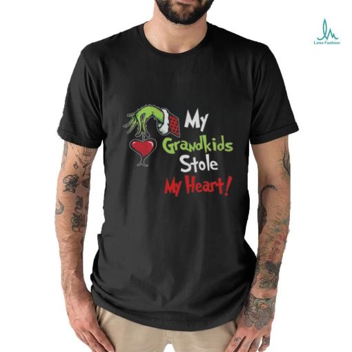 Grinch Hoodie Tshirt Sweatshirt All Over Printed Personalized Green Monster Kids On Sleeves Shirts My Grandkids Stole My Heart Christmas shirt