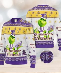 Grinch Minnesota Vikings 3D Ugly Christmas Sweater