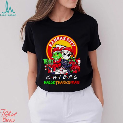 Grinch and Jack Skellington Kansas City Chiefs HalloThankMas shirt