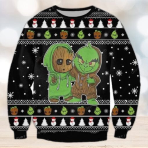 Groot And Grinch Funny Knitting Pattern For Ugly Sweater