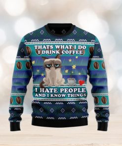 Grumpy Cat Coffee Ugly Christmas Sweater Gift Men Women