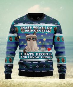 Grumpy Cat Coffee Ugly Christmas Sweater Gift Men Women