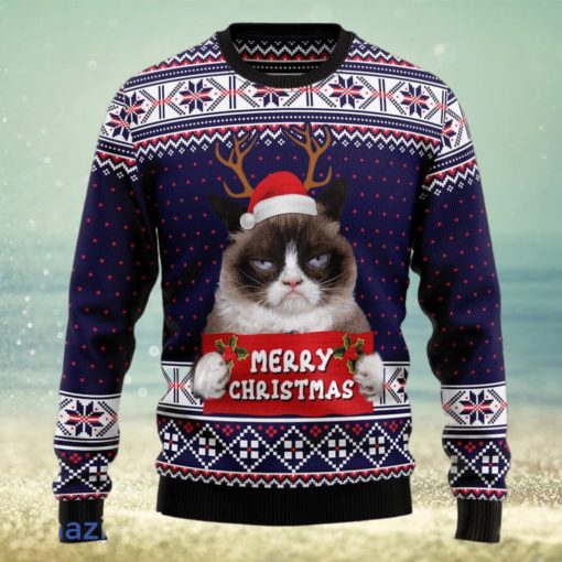 Grumpy Cat Merry Christmas Xmas Santa Hat 3D Sweater Gift For Christmas Matching Family Shirts For Christmas