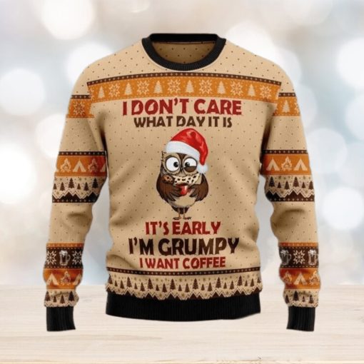 Grumpy Owl I Don’t Care Ugly Sweater