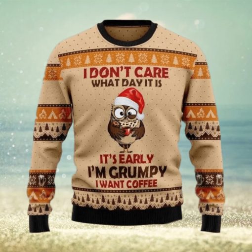 Grumpy Owl I Don’t Care Ugly Sweater