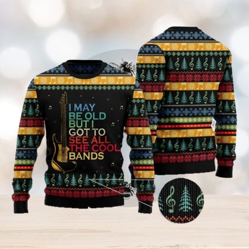 Guitar Old Vintage Christmas Gift Ugly Christmas Sweater Xmas Holiday