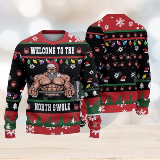 Gym Christmas Woolen Sweater Welcome to the North Swole Ugly Christmas Sweater Unisex 3D Sweater Christmas Gift