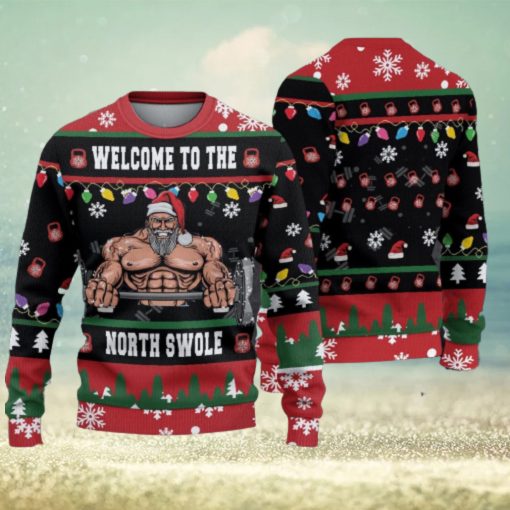 Gym Christmas Woolen Sweater Welcome to the North Swole Ugly Christmas Sweater Unisex 3D Sweater Christmas Gift