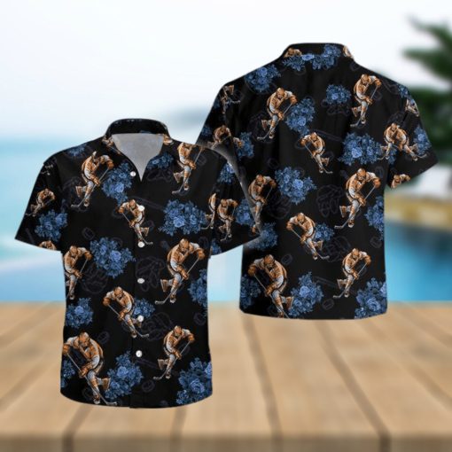 HOCKEY PLAYER BLACK UNISEX HAWAIIAN SHIRTS