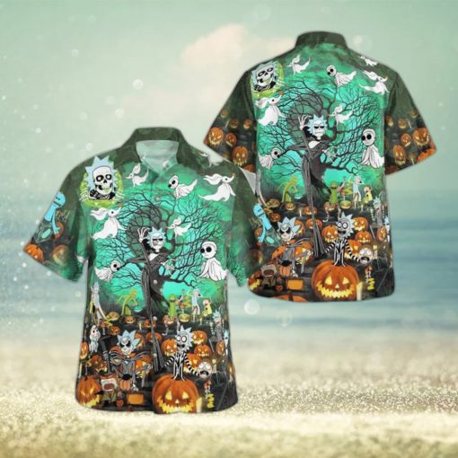 Halloween Aloha Rick And Morty Hawaiian Shirt The Nightmare Before Christmas