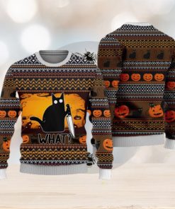 Halloween Killer Black Cat Funny Cat What Ugly Christmas Sweater Unisex 3D Sweater Christmas Gift