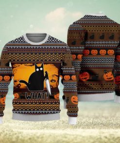 Halloween Killer Black Cat Funny Cat What Ugly Christmas Sweater Unisex 3D Sweater Christmas Gift