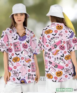 Halloween Mean Ghouls Hawaiian Shirt Funny Mean Girls Hawaii Shirt Pink Halloween Ghosts Aloha Shirt