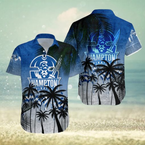 Hampton Pirates Hawaiian Shirt Summer Gift Coconut Tree Tropical Grunge Pattern For NCAA Fans