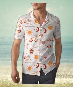 Hand Drawn Rainbow Sun Moon and Arrow Boho Unisex 3D Hawaiian Shirt Bright Gift For Men And Women Holiday