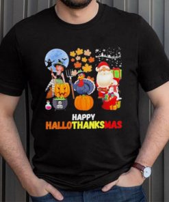 Happy Hallothanksmas Funny Halloween Thanksgiving and Christmas 2023 T Shirt