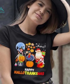 Happy Hallothanksmas Funny Halloween Thanksgiving and Christmas 2023 T Shirt