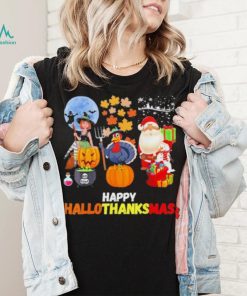 Happy Hallothanksmas Funny Halloween Thanksgiving and Christmas 2023 T Shirt