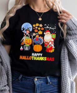 Happy Hallothanksmas Funny Halloween Thanksgiving and Christmas 2023 T Shirt