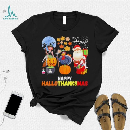 Happy Hallothanksmas Funny Halloween Thanksgiving and Christmas 2023 T Shirt