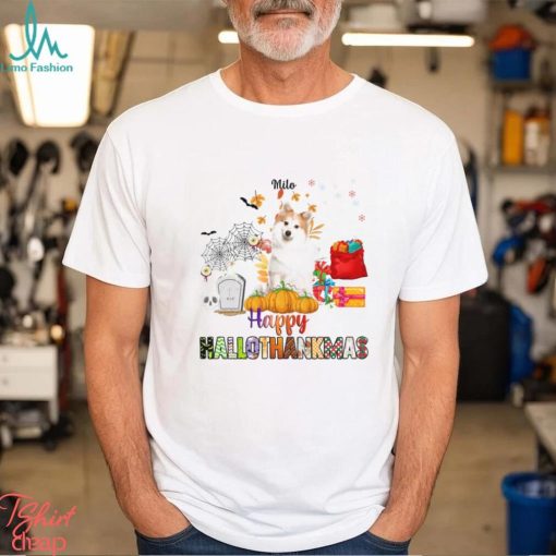 Happy Hallothanksmas   Personalized T Shirt, Gift For Dog Lovers