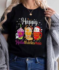 Happy Hallothanksmas Shirt Drinks Halloween Thanksgiving Christmas T Shirt