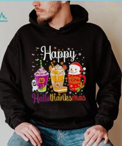 Happy Hallothanksmas Shirt Drinks Halloween Thanksgiving Christmas T Shirt